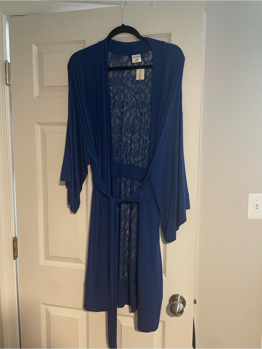 Soma Deep Blue Lace-Back Robe with Tie Waist - Picture 6 of 6